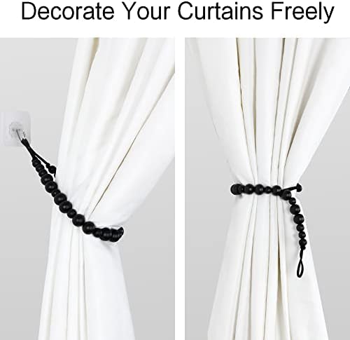 4 Pack Wood Bead Curtain Tieback, Boho Curtain Holdback - Image 3