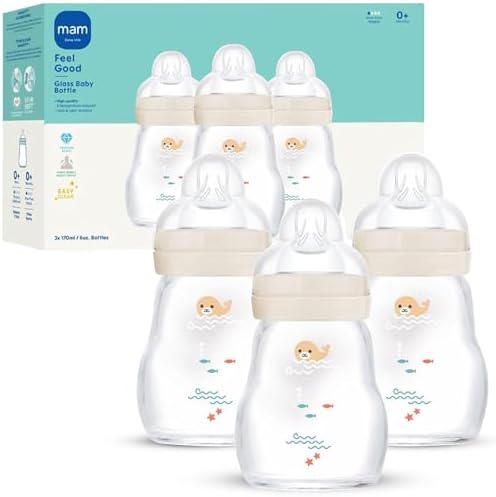 MAM 6oz Pure Glass Feel Good Anti-Colic 0+ Months Baby Bottle by MAMBabyUSA