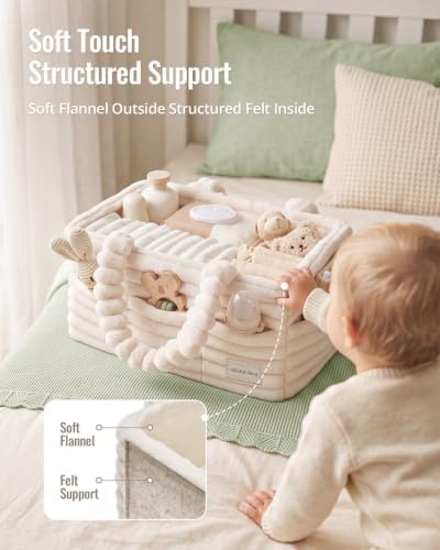 Blissful Diary Flannel Diaper Caddy Organizer & Gift Packaging, Cream Beige - Image 2