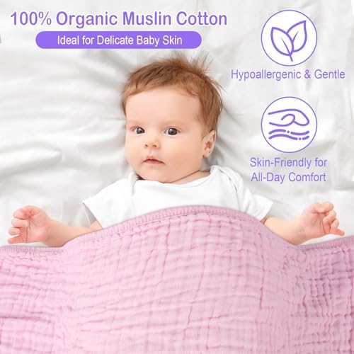Synrroe 2 Pack Hooded Muslin Cotton Baby Towels - Image 2