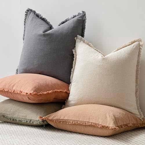 Foindtower Decorative Linen Fringe Lumbar Throw Pillow Covers Cozy Boho - Image 5