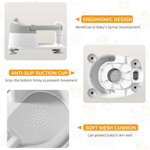 Baby Bath Seat for Babies 6 Months & up, Non-Slip Toddler Bath Seats for Babies - Image 4