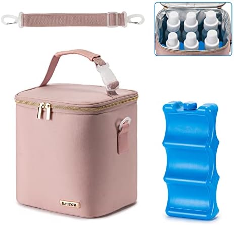 Breast Milk Cooler Bag with Ice Pack Fits 6 Baby Bottles Up to 9 Ounce by BABEYER