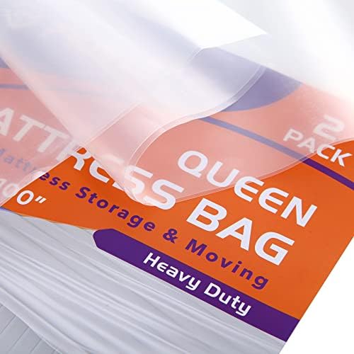 2 PK 4Mil Queen Mattress Bags for Moving – Heavy Duty Plastic Cover for Storage - Image 2