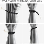 Hion 2 Pcs Boho Curtain Tiebacks, Wood Beads Curtain Holdbacks, Outdoor - Image 4