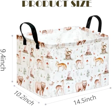MAIZMZ Kids Storage Basket, Jungle Animals Print, Waterproof Lining, Leather - Image 2