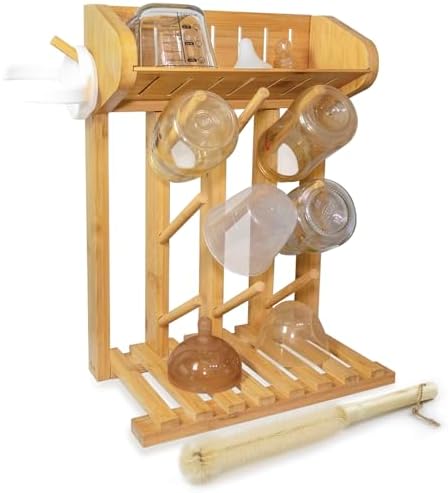 Bamboo Baby Bottle Drying Rack, Vertical Space Saving Kitchen Organizer by Unknown