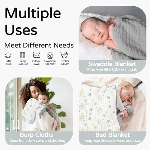 Yoofoss Hooded Baby Towels for Newborn 2 Pack 100% Muslin Organic Cotton Baby - Image 3