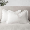 Foindtower Decorative Linen Fringe Lumbar Throw Pillow Covers 12×20 White by Foindtower