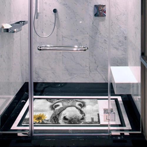 Shower Mat Non Slip 26.8 x 15.1 Inches, Donkey Animal Bathtub Mat Shower Stall - Image 6