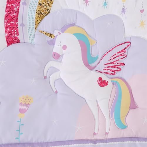 Mini Girl Crib Bedding Set, 3 Piece Unicorn Mini Crib Comforter Set, Baby Girl - Image 4