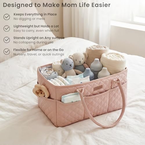 Konssy Baby Diaper Caddy Organizer, Solid Design - Image 4