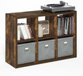 Furinno Cubicle 6-Cube Book Shelf, Extra Thick Frame Bookshelf, Amber Pine by Furinno-FitsYourSpaceFitsYourBudget