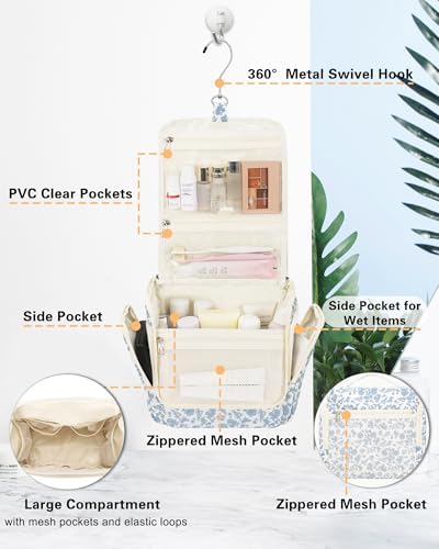 Relavel Hanging Toiletry Bag for Women, Travel Makeup Organizer Bag - Image 2