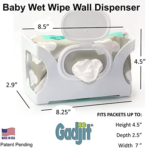 Gadjit Baby Wet Wipe Wall Mounted Dispenser 2 Pk-White - Image 2