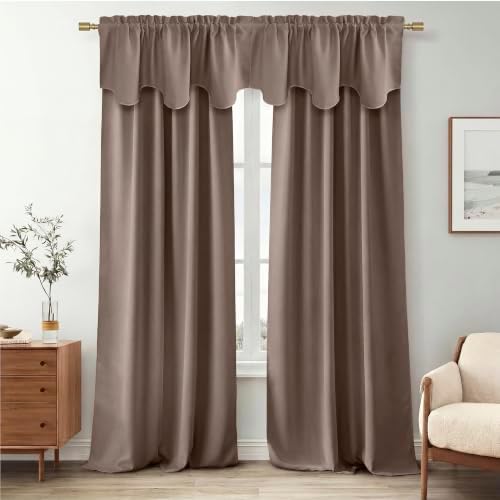 NICETOWN Cappuccino Blackout Scalloped Tier Drape - Image 6
