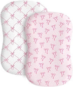 Croblissful 2 Pack Pink Bow Baby Lounger Cover Coquette Baby Nursery by CroBlissful