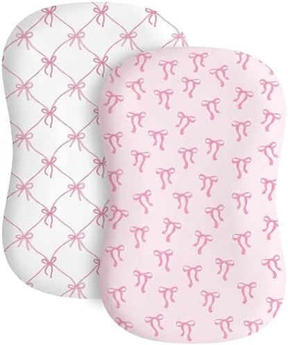 Croblissful 2 Pack Pink Bow Baby Lounger Cover Coquette Baby Nursery by CroBlissful