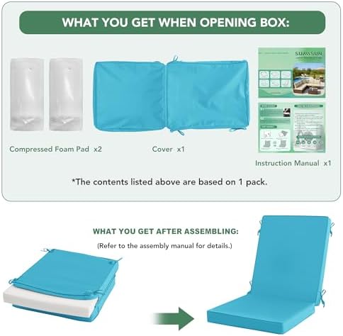 Summsun High Back Patio Dining Chair Cushions 2-Pack, 20 x 20 Inch - Image 4