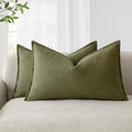 Foindtower Decorative Linen Lumbar Throw Pillow Covers 12x20 Olive Green by Foindtower