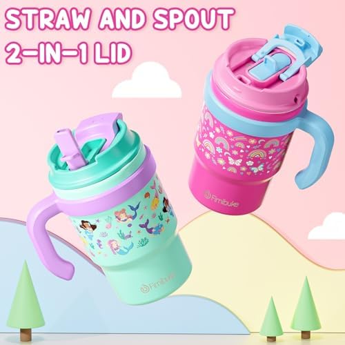16oz Kids Insulated Tumbler w/Handle, Kids Toddler Water Bottle Sippy Cups - Image 4
