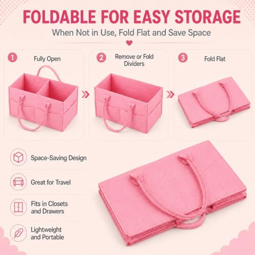 PandaEar Baby Diaper Caddy Organizer, Portable Diaper Holder Organizer Nursery - Image 4