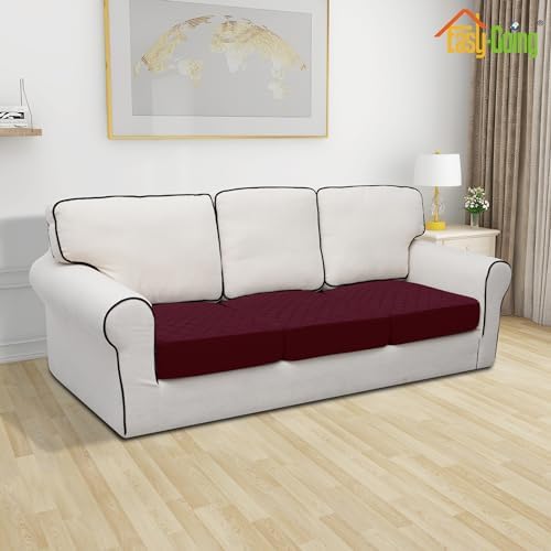 Easy-Going Waterproof Cushion Covers Set, Quilted Stretch 3-Piece Sofa Seat - Image 2
