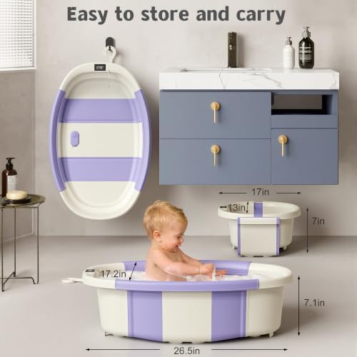 Collapsible Baby Bathtub for Newborn to Toddler 0-36 Months, Spacious Foldable - Image 3