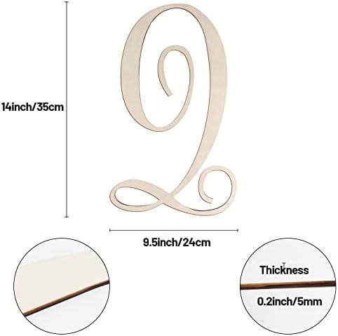 Cursive Wooden Letters Q for Wall Decor Large Wood Monogram Letters 14 Inch - Image 2