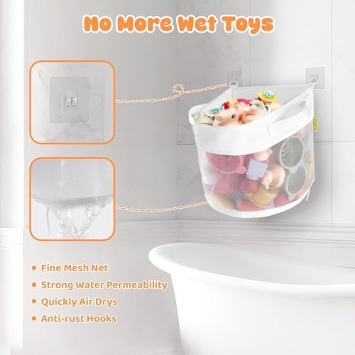 Bath Toy Storage, 4.15 Gallons Bath Toy Holder Wall-Mounted Shower Caddy - Image 5