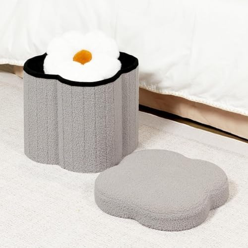 B FSOBEIIALEO Storage Ottoman Cube, Flowers Shaped Ottomans - Image 2