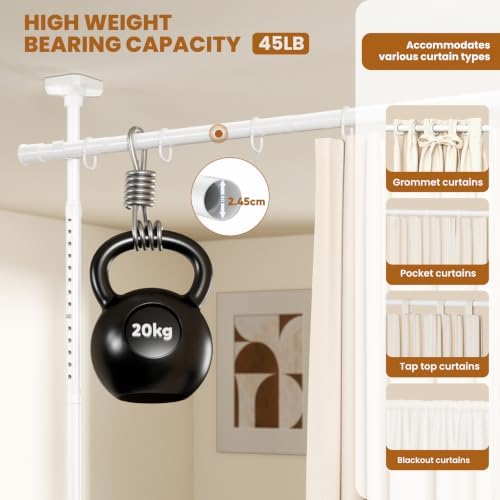 Room Divider Curtain Rods No Drilling, Adjustable Wall Divider 4-10Ft - Image 6