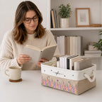 Macorner Personalized Birth Flower Storage Basket, Custom Name Book Basket - Image 4