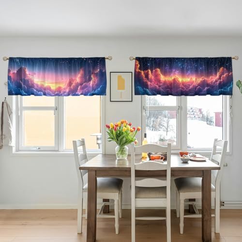 Pink Cloud Valance Curtain for Windows 2 Pack Colorful Clouds Cute Cartoon Rod - Image 5