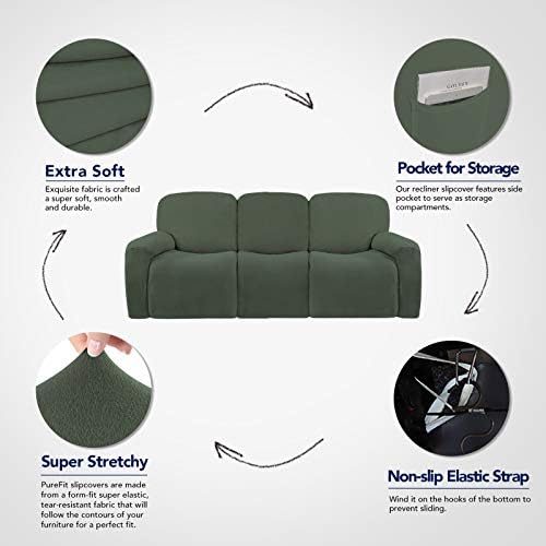 PureFit Super Stretch 3 Seats Recliner Sofa Couch Cover - Image 3