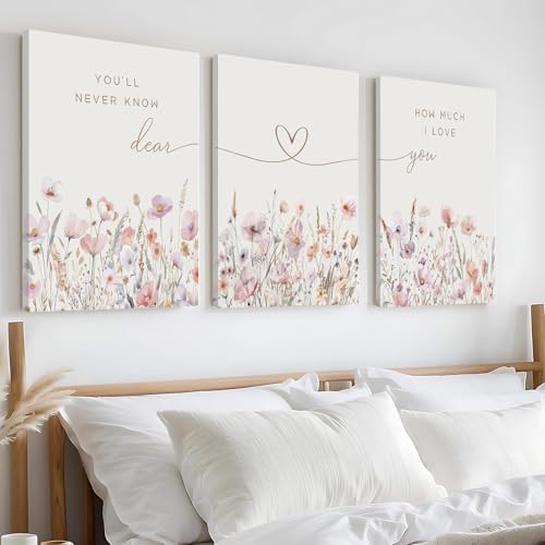 3Pcs Wildflower Nursery Canvas Wall Art Flower Botanical Sentence Poster - Image 2