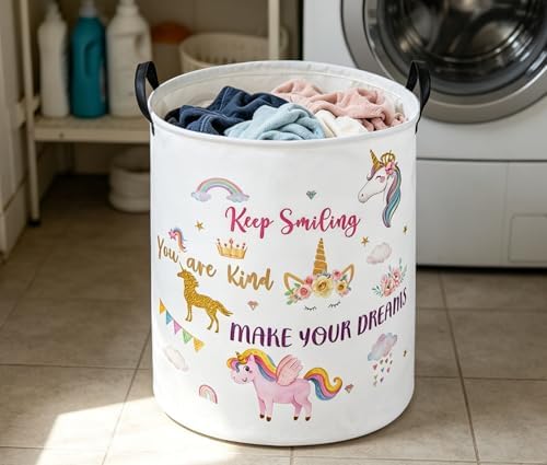 Essme Kids Laundry Basket, Unicorn Hamper Collapsible Waterproof Storage Bin - Image 4