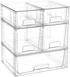 Vtopmart Clear Stackable Storage Drawers, 5 Pack Multi-Size Organizer Set by Vtopmart