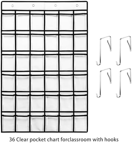 SAVERHO 36 Clear Pockets Classroom Pocket Chart - Image 2