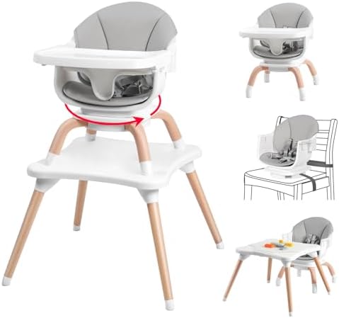 High Chair, 7 in 1 Wooden Baby High Chair by Komcot