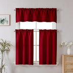 Chyhomenyc Red Valance for Windows, Light Filtering Faux Linen Textured Small - Image 2