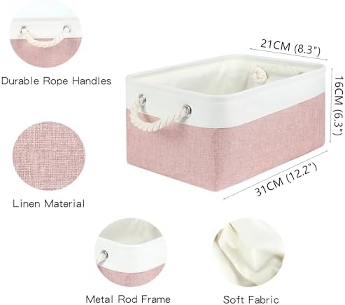 Storage Bins with Sturdy Cotton Handles, Fabric Storage Baskets - Image 6