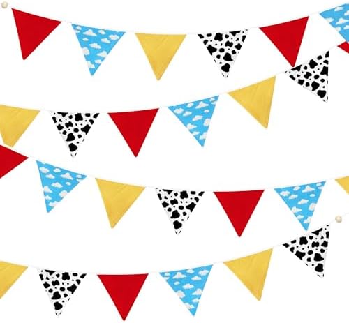 2 Sets of Cartoon Story Party Decorations Nursery Garland 24Pcs Red Blue Yellow by pinkblume