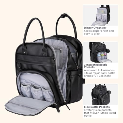 BabbleRoo Leather Diaper Bag Backpack - Image 5