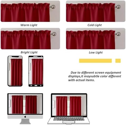 Chyhomenyc Red Valance for Windows, Light Filtering Faux Linen Textured Small - Image 6