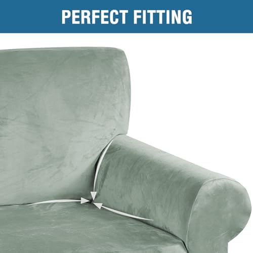 H.VERSAILTEX Stretch Velvet Armchair Cover Couch Covers 1 Cushion Chair - Image 4