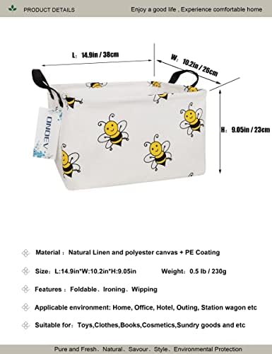 Rectangular Fabric Storage Bin, Foldable Bee print Basket - Image 2