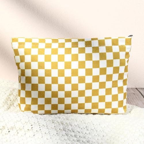 SOIDRAM 2 Pcs Checkered Makeup Bag Large Cosmetic Bag Toiletry Bag Makeup Pouch - Image 5