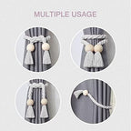 NICEEC 4 Pack Wooden Ball Magnetic Curtain Tiebacks Boho Home Decor Drape Tie - Image 5