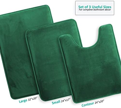 Clara Clark 3 Piece Bathroom Rugs Bath Mat Set, Velvet Memory Foam Bath Mats - Image 3